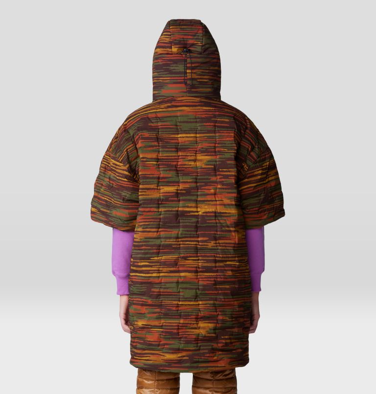Stretchdown Poncho, Color: Iron Oxide Stria Print, image 6