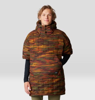 Stretchdown Poncho, Color: Iron Oxide Stria Print, image 9
