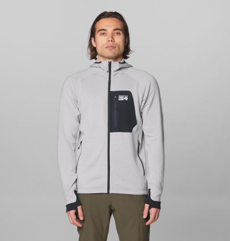 Men's Polartec® Power Grid Full Zip Hoody, Color: Glacial Heather