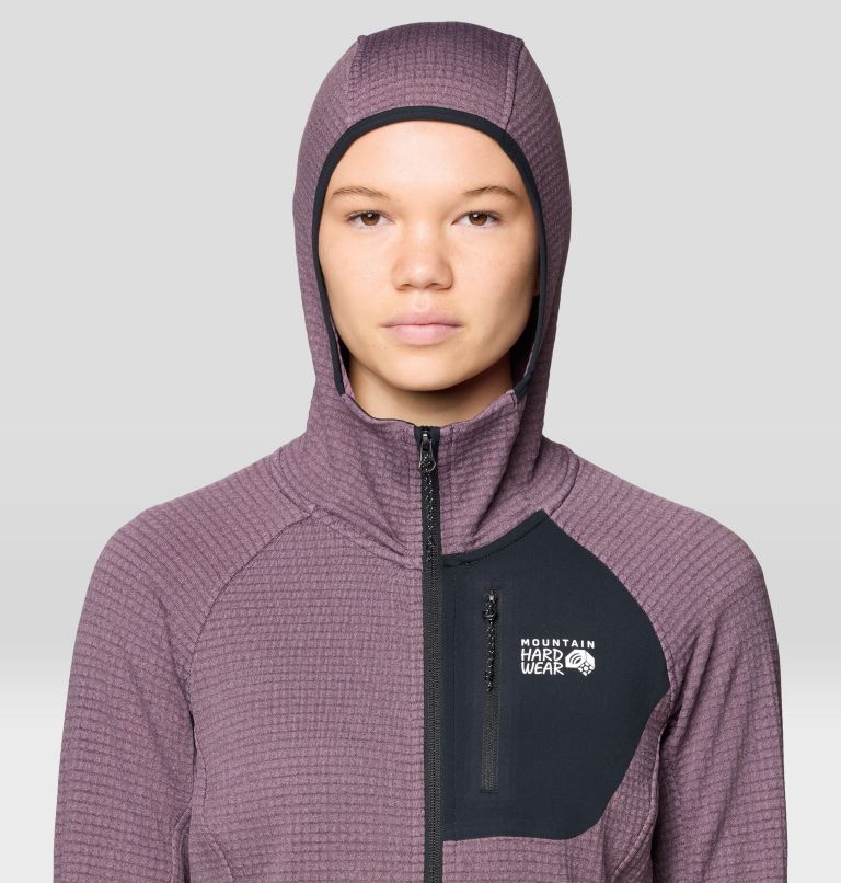 Women's Polartec® Power Grid Full Zip Hoody, Color: Blackberry Heather, Black, image 6
