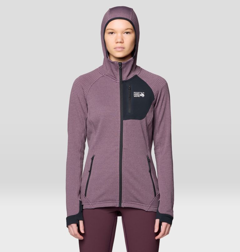 Women's Polartec® Power Grid Full Zip Hoody, Color: Blackberry Heather, Black, image 1