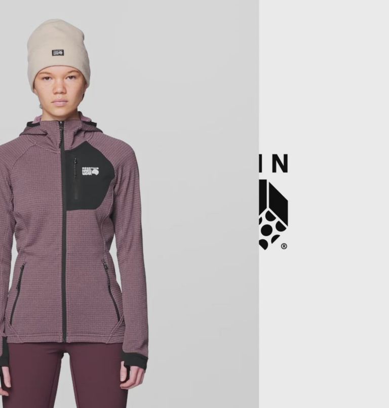 Women's Polartec® Power Grid Full Zip Hoody, Color: Blackberry Heather, Black