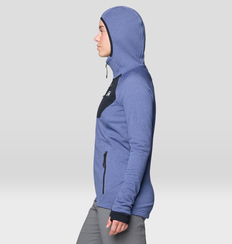 Women's Polartec® Power Grid Full Zip Hoody, Color: Lapis Dusk Heather, Black, image 4