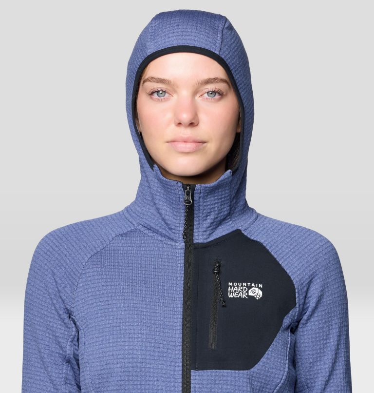 Women's Polartec® Power Grid Full Zip Hoody, Color: Lapis Dusk Heather, Black, image 6