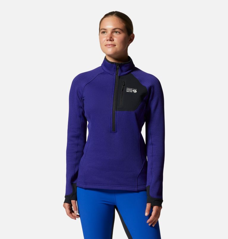 Veste à demi-zip Polartec® Power Grid, Color: Klein Blue Heather, image 1