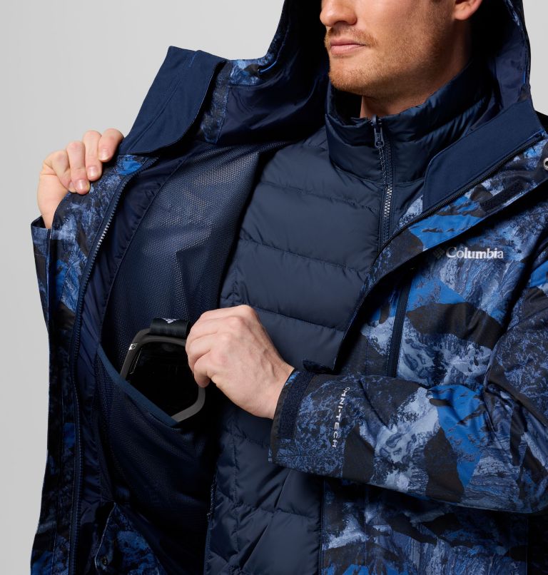 Men's Whirlibird V Printed Interchange Jacket, Color: Mountain Blue Cascades Print, image 8
