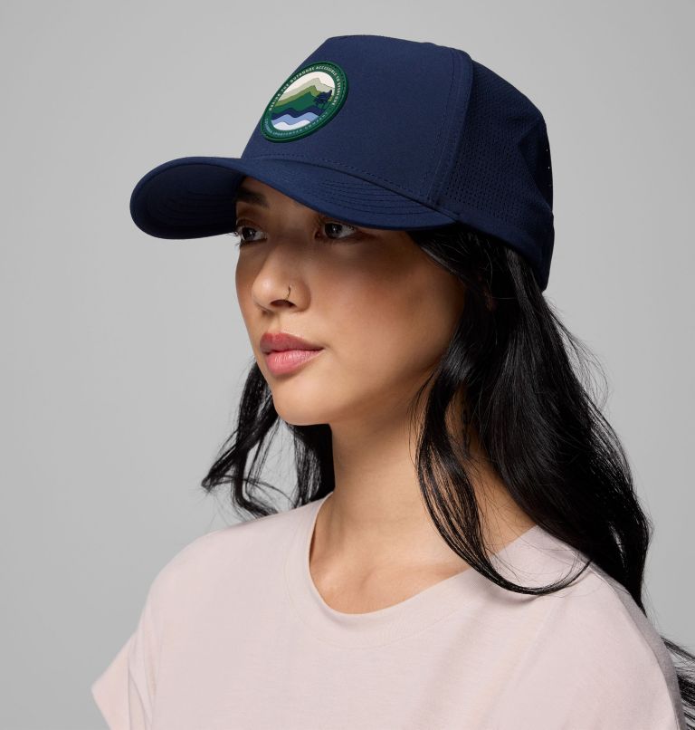 Mountaincap 3D Stretch Snap Back Ball Cap, Color: Collegiate Navy, Circular Landscape, image 5