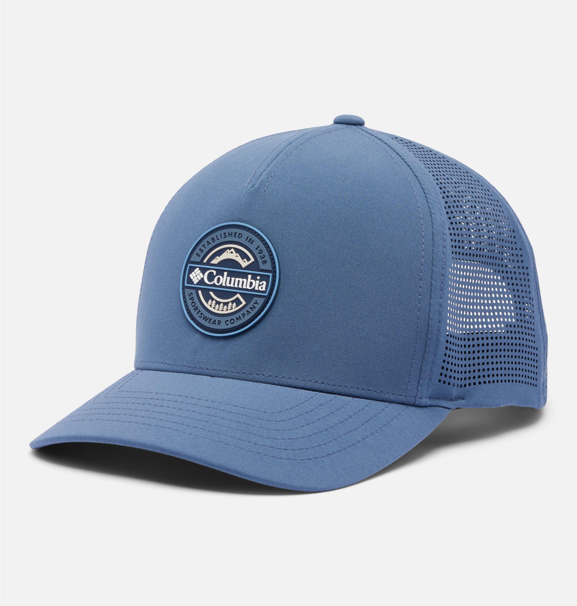 Columbia Men's Snap Back Trucker Hat Mountain River Logo Navy Blue White  Gray