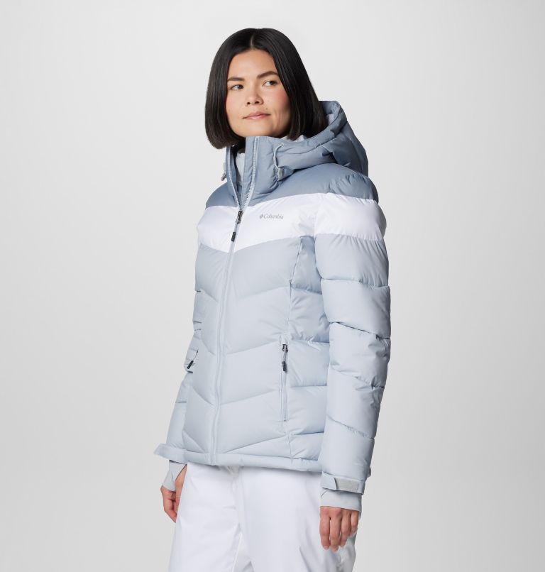 Women's Abbott Peak Insulated Waterproof Ski Jacket, Color: Cirrus Grey, Tradewinds Grey, White, image 4
