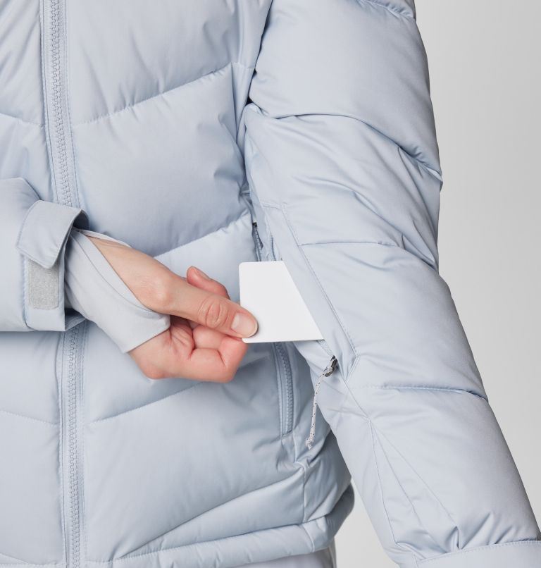 Women's Abbott Peak Insulated Waterproof Ski Jacket, Color: Cirrus Grey, Tradewinds Grey, White, image 9