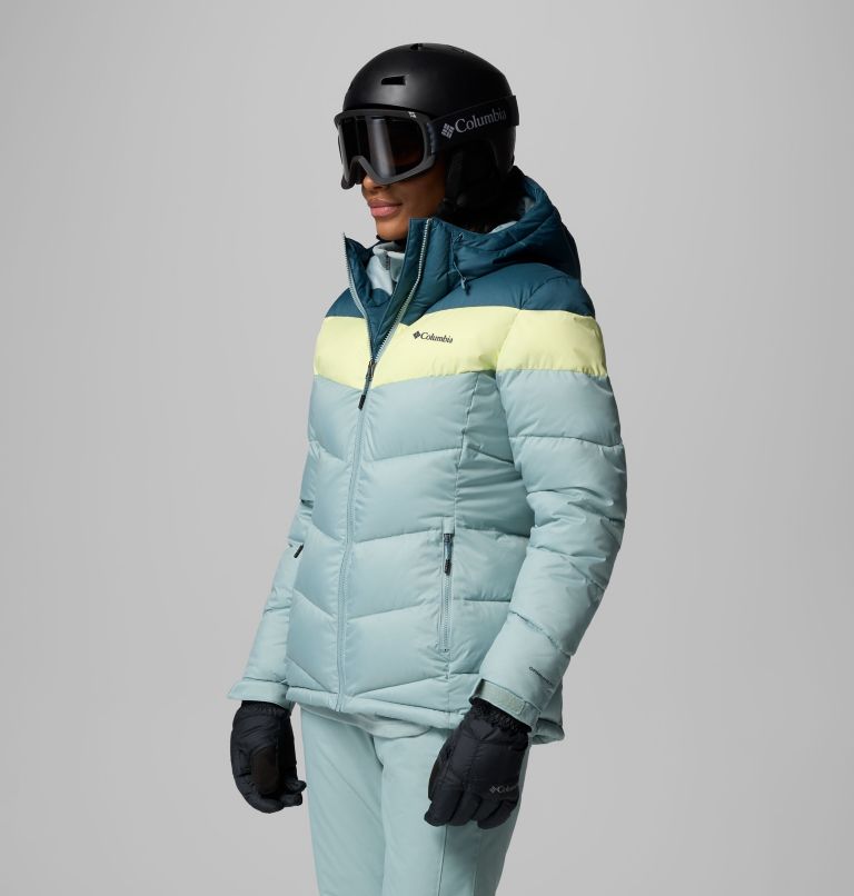 Women's Abbott Peak Insulated Waterproof Ski Jacket, Color: Crushed Blue, Everblue, Citron Haze, image 4