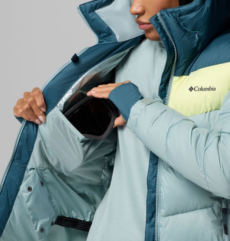 Women's Abbott Peak Insulated Waterproof Ski Jacket, Color: Crushed Blue, Everblue, Citron Haze, image 5