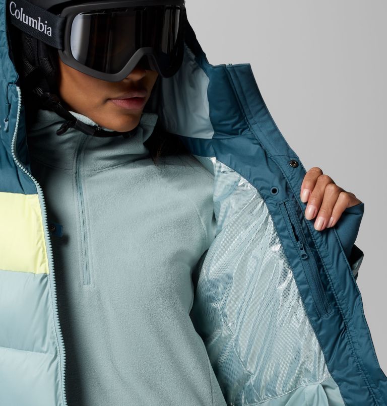 Women's Abbott Peak Insulated Waterproof Ski Jacket, Color: Crushed Blue, Everblue, Citron Haze, image 6