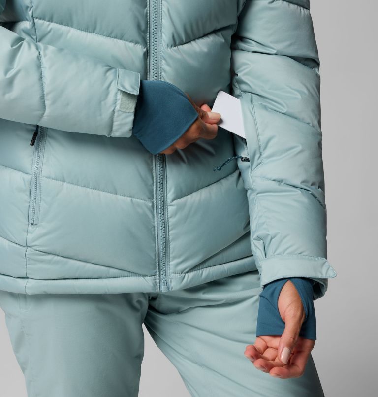 Women's Abbott Peak Insulated Waterproof Ski Jacket, Color: Crushed Blue, Everblue, Citron Haze, image 9