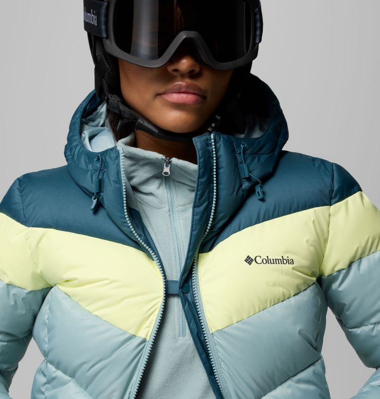 Women's Abbott Peak Insulated Waterproof Ski Jacket, Color: Crushed Blue, Everblue, Citron Haze, image 11
