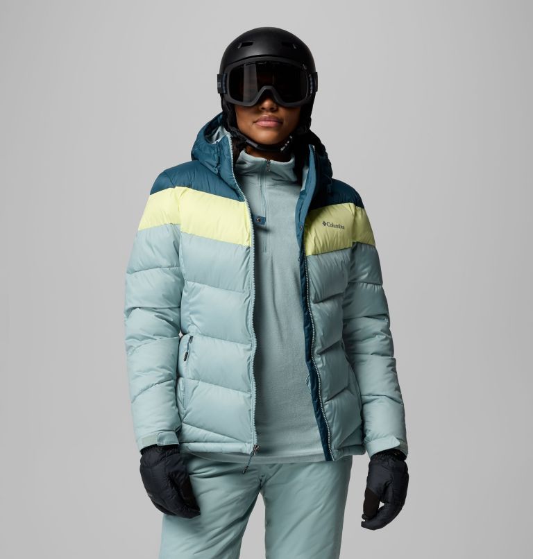 Women's Abbott Peak Insulated Waterproof Ski Jacket, Color: Crushed Blue, Everblue, Citron Haze, image 12