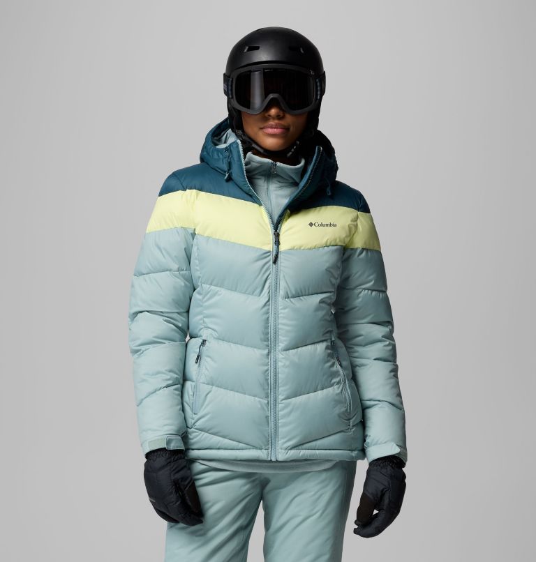 Women's Abbott Peak Insulated Waterproof Ski Jacket, Color: Crushed Blue, Everblue, Citron Haze, image 1