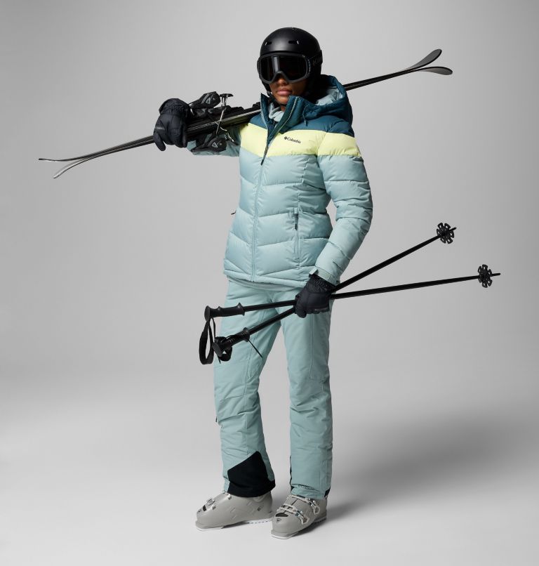 Women's Abbott Peak Insulated Waterproof Ski Jacket, Color: Crushed Blue, Everblue, Citron Haze, image 2