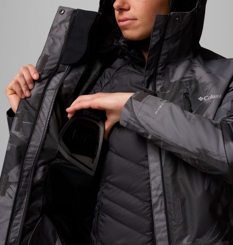 Women's Whirlibird V Printed Interchange Jacket, Color: Shark Snowflight, image 8