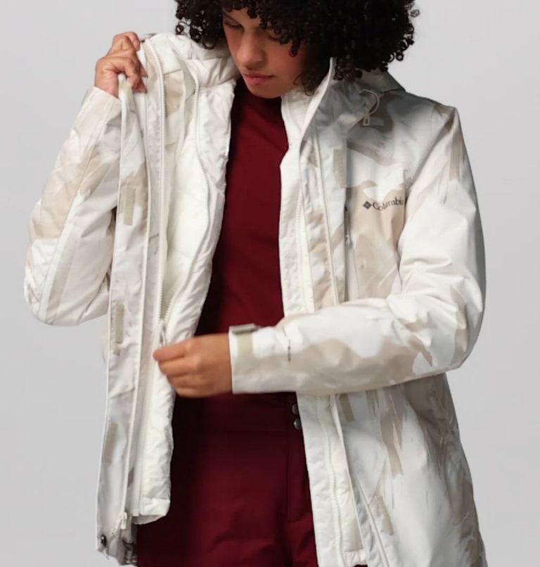 Women's Whirlibird V Printed Interchange Jacket, Color: Dark Stone Snowflight