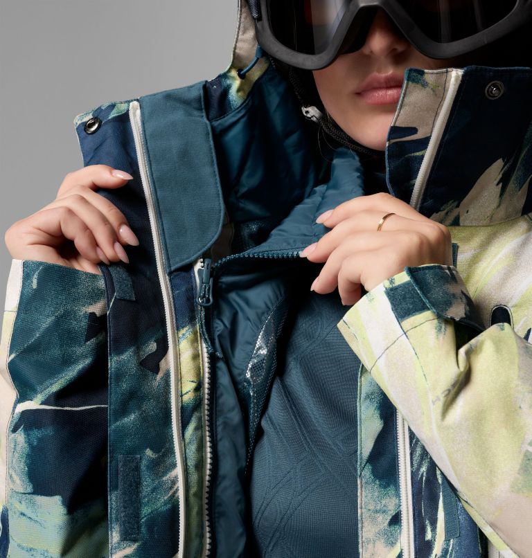 Women's Whirlibird V Printed Interchange Jacket, Color: Everblue Snowflight, image 10