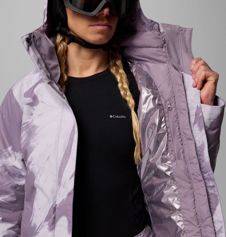 Women's Whirlibird V Printed Interchange Jacket, Color: Shale Purple Snowflight, image 7