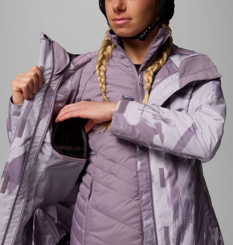 Women's Whirlibird V Printed Interchange Jacket, Color: Shale Purple Snowflight, image 8