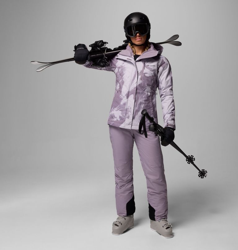 Women's Whirlibird V Printed Interchange Jacket, Color: Shale Purple Snowflight, image 2