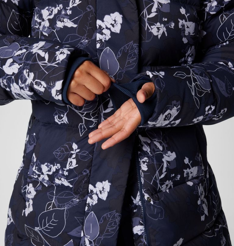 Women's Boundless Days Printed Long Down Jacket, Color: Collegiate Navy Shadowvines Print, image 8