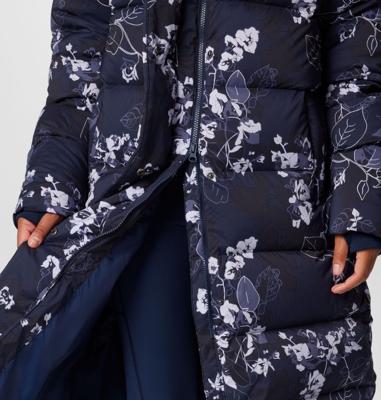 Women's Boundless Days Printed Long Down Jacket, Color: Collegiate Navy Shadowvines Print, image 9