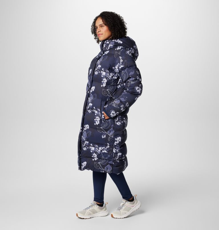 Women's Boundless Days Printed Long Down Jacket, Color: Collegiate Navy Shadowvines Print, image 4