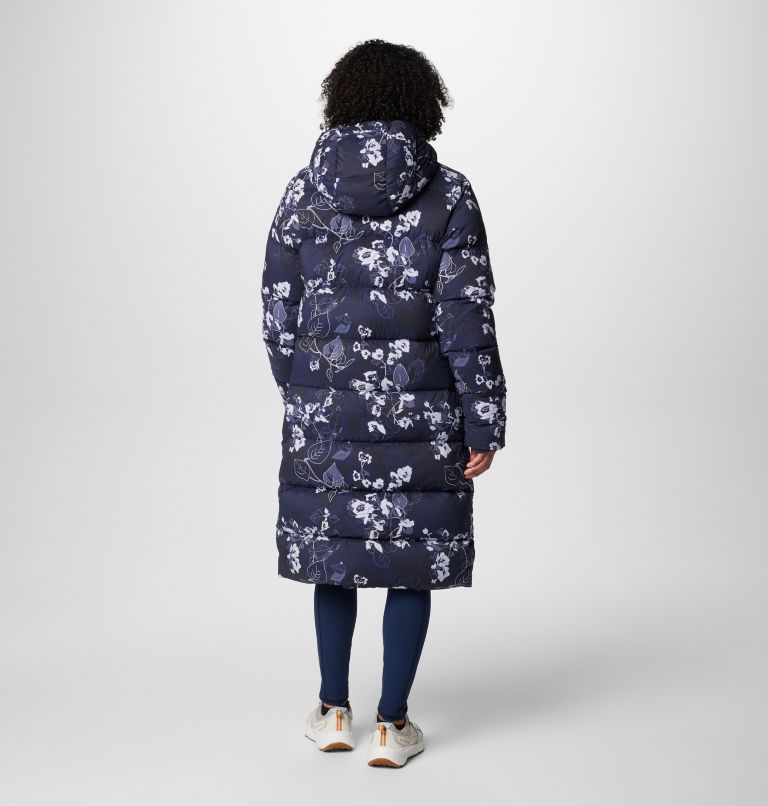 Women's Boundless Days Printed Long Down Jacket, Color: Collegiate Navy Shadowvines Print, image 2
