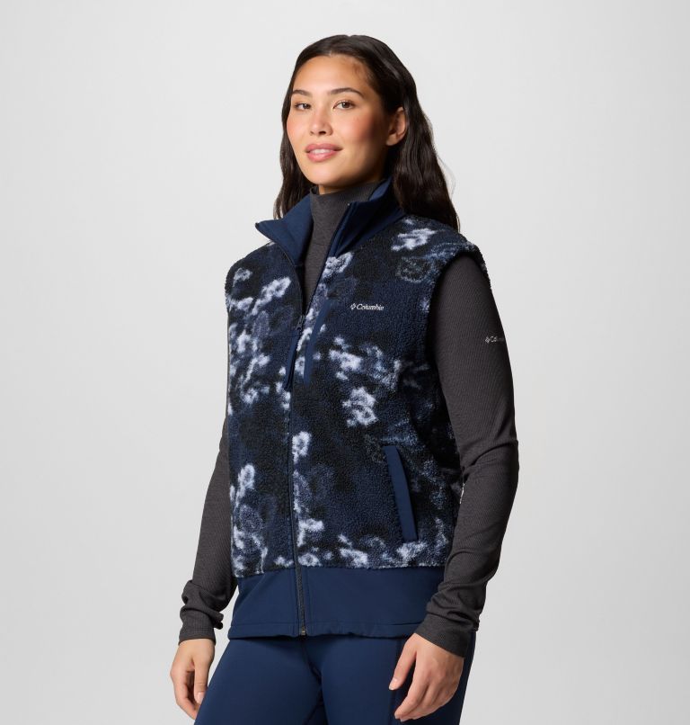 Women's Boundless Trek Printed Vest, Color: Coll Navy, Coll Navy Shadowvines, image 4