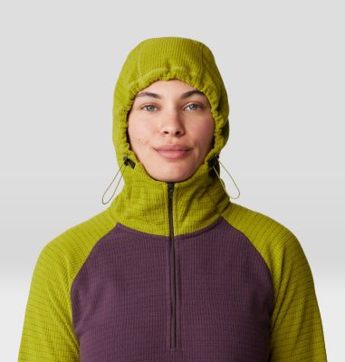 Women's Summit Grid Half Zip Hoody, Color: Blackberry, Python Green, image 12