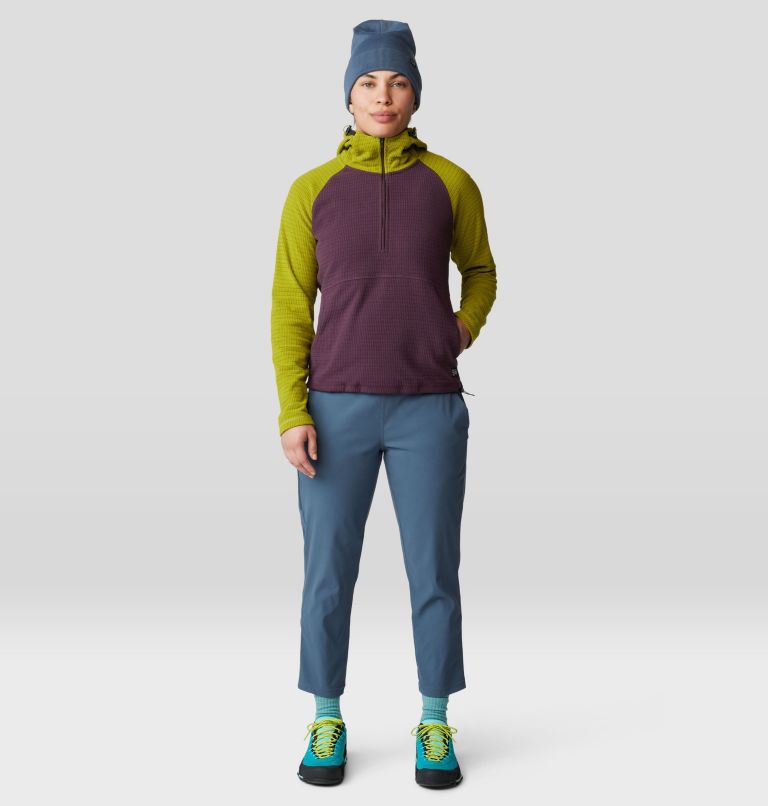 Women's Summit Grid Half Zip Hoody, Color: Blackberry, Python Green, image 8