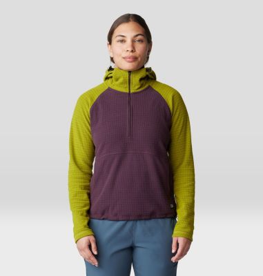 Women's Summit Grid Half Zip Hoody, Color: Blackberry, Python Green, image 9