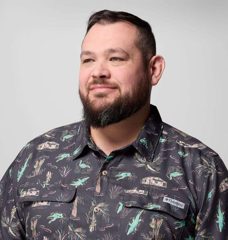 Men's PFG Uncharted Printed Short Sleeve Shirt - Big, Color: Shark Everglades, image 5