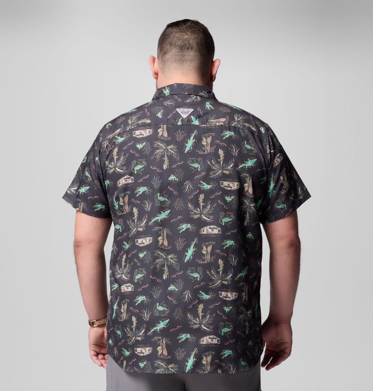 Men's PFG Uncharted Printed Short Sleeve Shirt - Big, Color: Shark Everglades, image 3