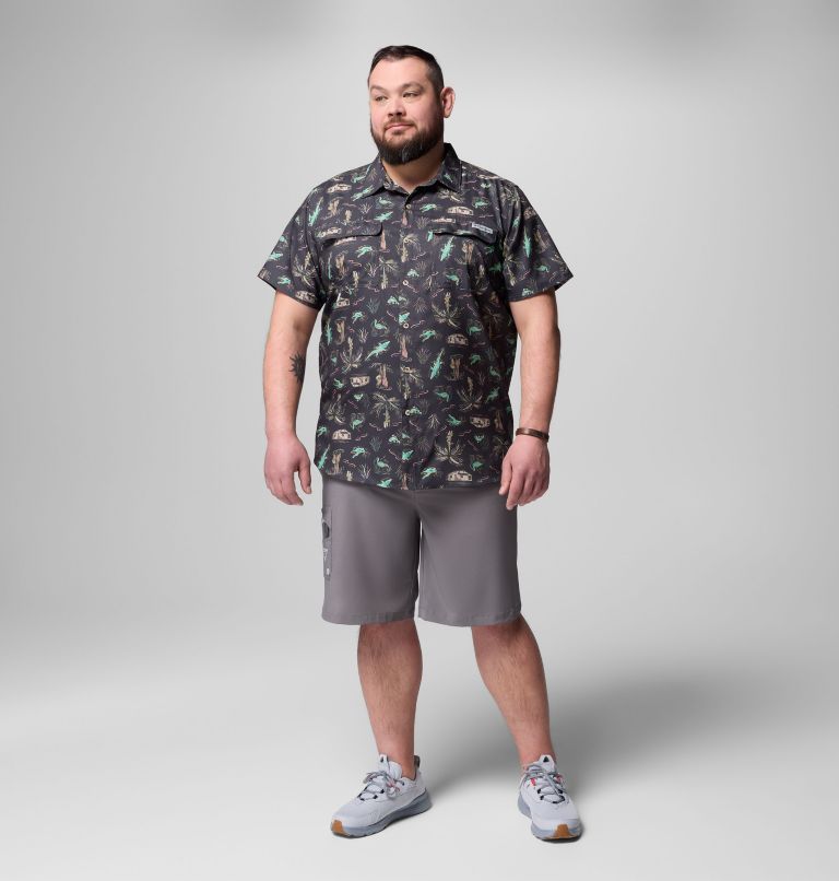 Men's PFG Uncharted Printed Short Sleeve Shirt - Big, Color: Shark Everglades, image 2