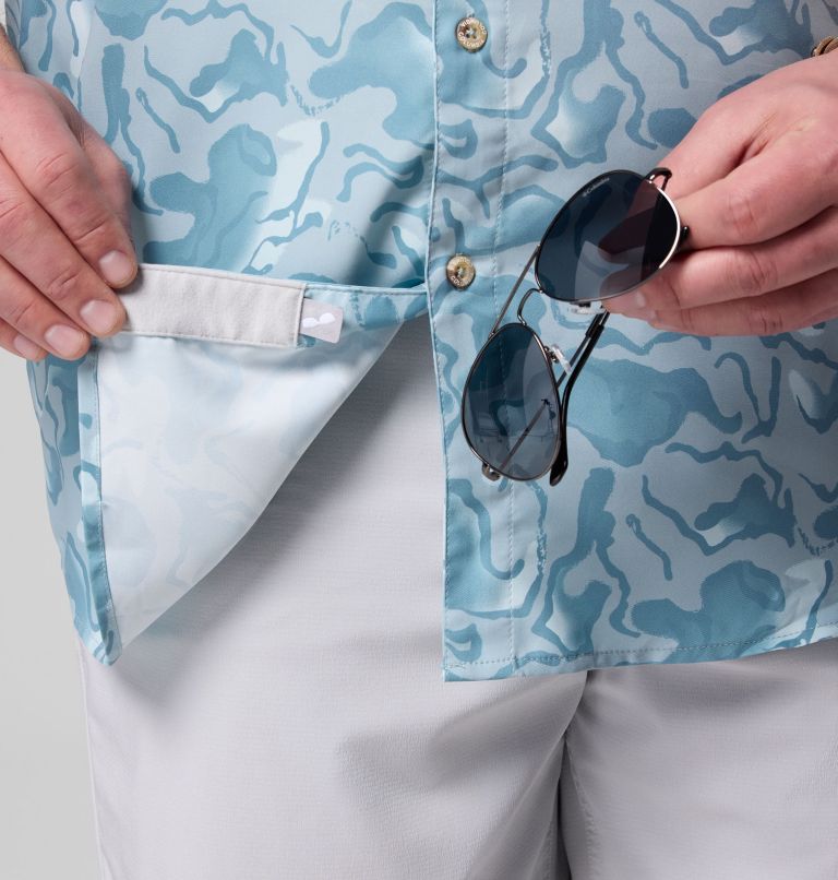 Men's PFG Uncharted Printed Short Sleeve Shirt - Big, Color: Crushed Blue Swamplands, image 7