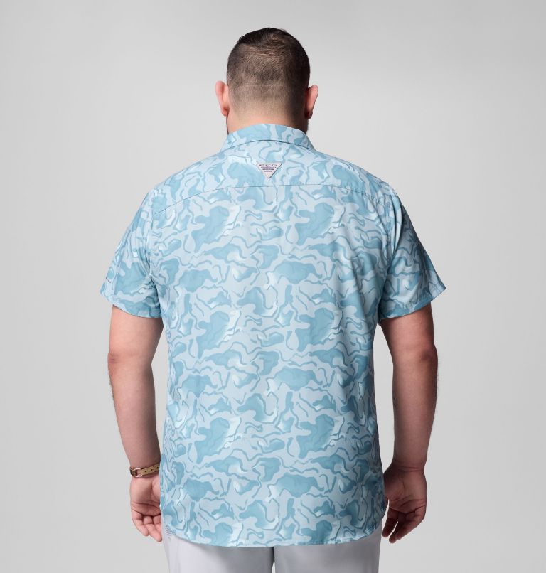 Men's PFG Uncharted Printed Short Sleeve Shirt - Big, Color: Crushed Blue Swamplands, image 3