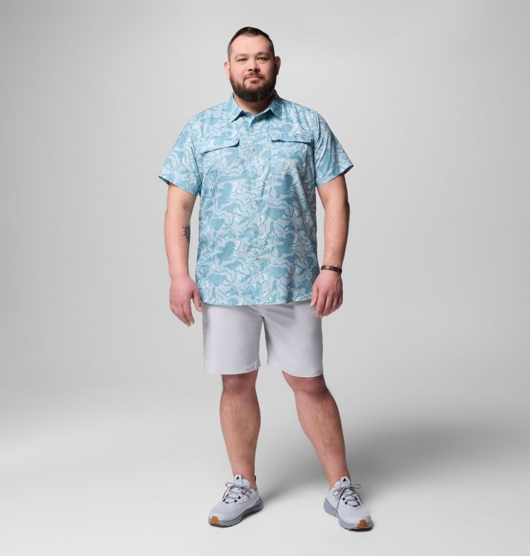 Men's PFG Uncharted Printed Short Sleeve Shirt - Big, Color: Crushed Blue Swamplands, image 2