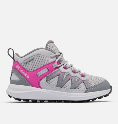 Big Kids' Peakfreak Rush Mid Waterproof Shoe, Color: Ti Grey Steel, Wild Fuchsia, image 1