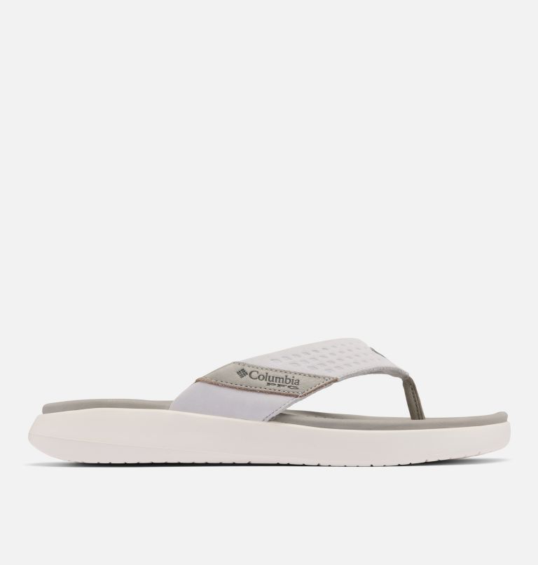 Men's Boatside Leather Flip Flop, Color: Dove, Silver Grey, image 1