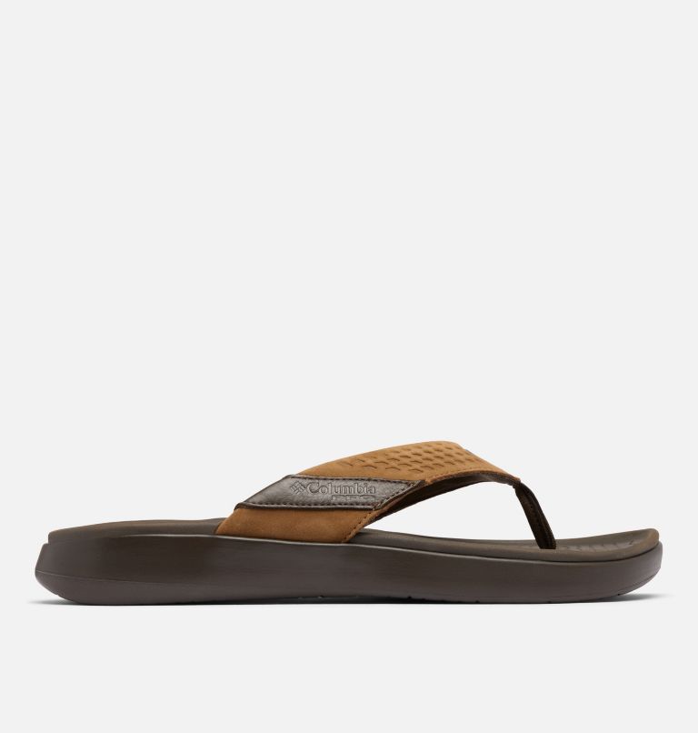Men's Boatside Leather Flip Flop, Color: Tundra, Light Brown, image 1