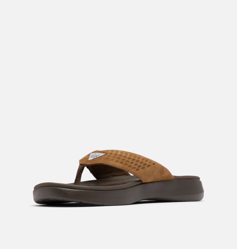 Men's Boatside Leather Flip Flop, Color: Tundra, Light Brown, image 6