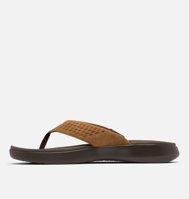 Men's Boatside Leather Flip Flop, Color: Tundra, Light Brown, image 5