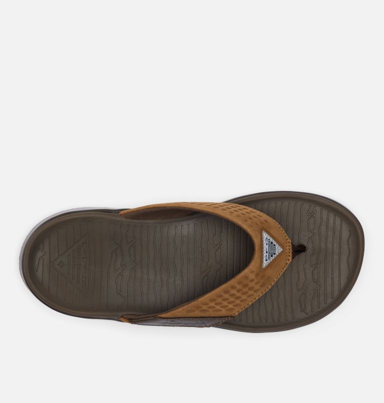Men's Boatside Leather Flip Flop, Color: Tundra, Light Brown, image 3