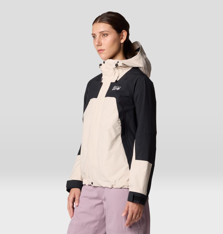 Women's Dry Times Hooded Jacket, Color: Talc, Black, image 3