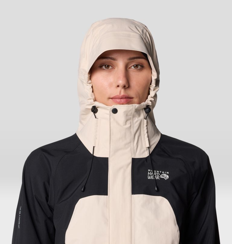 Women's Dry Times Hooded Jacket, Color: Talc, Black, image 4